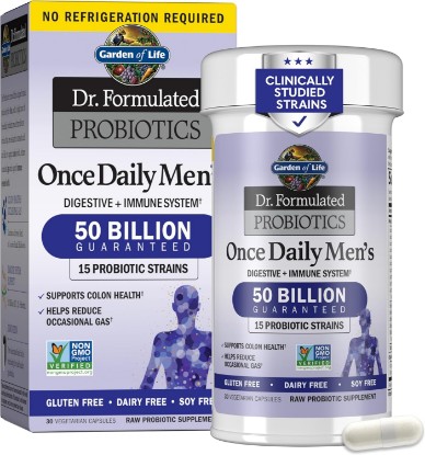 Picture of Garden of Life Probiotics for Men, Dr Formulated 50 Billion CFU 15 Probiotics for Digestive Health + Organic Prebiotic Fiber, Colon & Immune Support, Daily Gas Relief, Shelf Stable, 30 Capsules