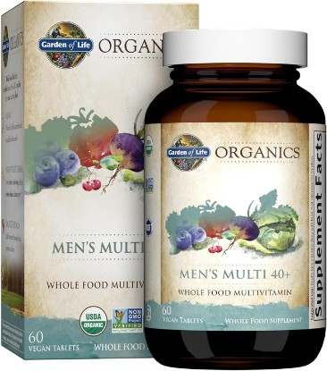 Picture of Garden of Life Organics Men 40+ Multivitamin, 60 Tablets | Prostate Support, B12 & Vitamins, Vegan, Daily Whole Food Multivitamin, Non-GMO, Certified Organic USDA Organic