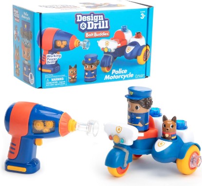Picture of Educational Insights Design & Drill Bolt Buddies Police Motorcycle - Building Construction Toys for Toddlers 3-5, Motorcycle Toy, Kids Tool Set with Electric Toy Drill, Toddler STEM Toys