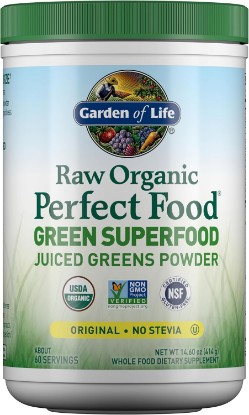 Picture of Garden of Life RAW Organic Perfect Food Juiced Greens Powder, 60 Servings | Organic Superfood Raw Powder, 41 Nutrient‑Dense Juiced Greens, Stevia‑Free, Non-GMO, Gluten Free, Vegan USDA Organic