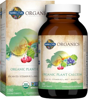 Picture of Garden of Life Organics Plant Calcium Supplement, 180ct | Magnesium & Vitamin D3 K2, Made from Whole Foods, Gluten-Free USDA Organic