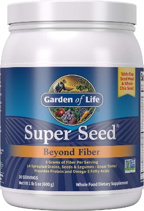 Picture of Garden of Life Super Seed - Vegetarian Whole Food Fiber Supplement with Protein and Omega 3, 5oz (600g) Powder | Whole Food Fiber Dietary Supplement with Protein and Omega 3