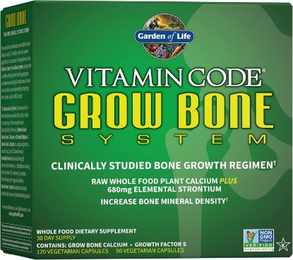 Picture of Garden of Life Calcium Supplement - Vitamin Code Grow Bone Made with Whole Foods, Strontium, Magnesium, K2 MK7, Vitamin D3 & C Plus Probiotics for Gut Health, 30 Day Supply | Made with Whole Foods, Strontium, Magnesium, K2 MK7, Vitamin D3 & C Plus Probiotics for Gut Health