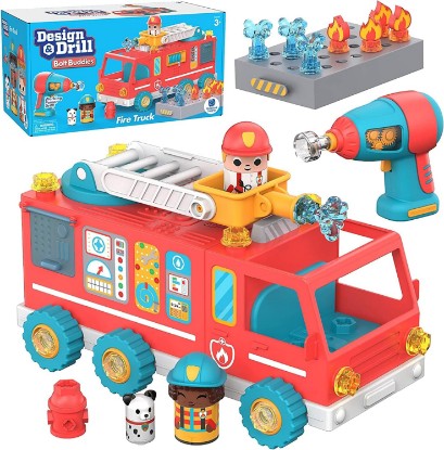 Picture of Educational Insights Design & Drill Bolt Buddies Fire Truck - Building Construction Toys for Toddlers 3-5, Take Apart Toy Fire Truck, Kids Tool Set with Electric Toy Drill, Toddler STEM Toys