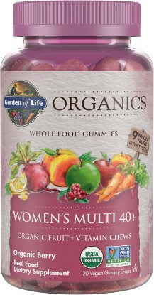 Picture of Garden of Life Organics Women 40+ Gummy Multivitamin, 120 Gummies | Berry Flavor, Organic Multivitamin Gummies with B12, Vitamins C and D3 for Women Over 40, Vegan D3, Gluten Free, Non‑GMO USDA Organic