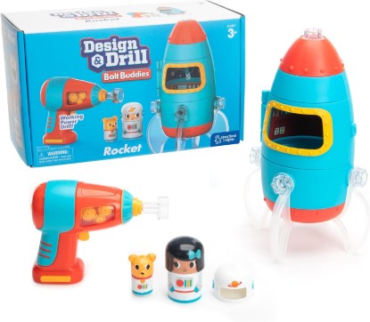Picture of Educational Insights Design & Drill Bolt Buddies Rocket - Building Construction Toys for Toddlers 3-5, Take Apart Toy Rocket Kit, Kids Tool Set with Electric Toy Drill, Toddler STEM Toys