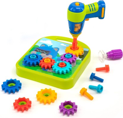 Picture of Educational Insights Design & Drill Gears Workshop - Kids Drill Set for Toddlers 3-5, Take Apart STEM Construction Toys for Kids, Toy Tool Set with Working Power Tools, Creative Engineering Sets