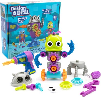 Picture of Educational Insights Design & Drill Robot Workshop - Construction Toys & Tools for Kids, Robot Toy Building Sets, Kids' Tool Set with Real Electric Drill Toy, Take Apart STEM Set, Gifts for Ages 3+