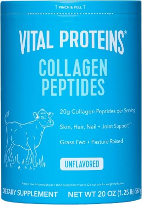 Picture of Vital Proteins Grass Fed Collagen Peptides Powder, Supports Hair, Skin, Nails, Bones, and Joints Health, Hydrolyzed Peptides - Zero Sugar, Unflavored, 20oz