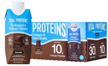 Picture of Vital Proteins Collagen Protein Shake, Chocolate, 18 pack.