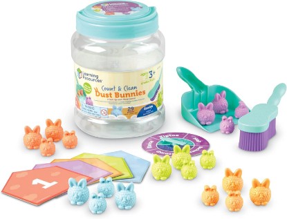 Picture of Learning Resources Count & Clean Dust Bunnies - Fine Motor Skills, Color and Shape Matching for Kids, Number Recognition, Toddler Montessori Sensory Toys, Birthday Gift for Boys and Girls