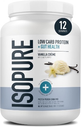 Picture of Isopure Protein + Gut Health & Immune Support Powder, Vanilla Crème, 25g Whey Protein with Prebiotics & Vitamins, 12 Servings (Pack of 1) | 25g Whey Protein with Prebiotics and Vitamins, Supports Gut and Immune Health, 1.83g Bimuno Powder, 20 Vitamins & Minerals