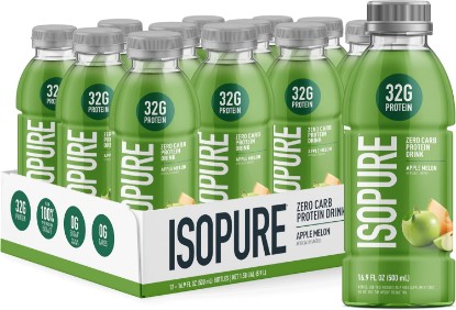 Picture of Isopure Zero Carb Clear Protein Drink, Apple Melon 12 Count | 32g Protein Per Serving, Zero Carb, 100% Ultra-Filtered Whey Protein Isolate, Ready-to-Drink, Muscle Support & Recovery