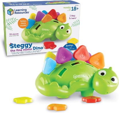 Picture of Learning Resources Steggy the Fine Motor Dino - 11 Pieces, Ages 18+ Months Toddler Learning Toys, Fine Motor and Sensory Toy, Toddler Montessori Toys, Dino Toys, Preschool Toys