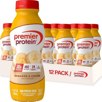 Picture of Premier Protein 30g High Protein Shake, Bananas & Cream, 12 Pack | 160 Calories, 24 Vitamins & Minerals, No Added Sugar, Supports Muscle Health, Gluten-Free, 11.5 oz