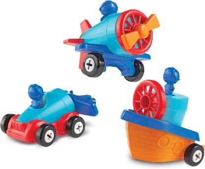 Picture of Learning Resources 1-2-3 Build it! Car, Boat, Plane, 15 Pieces | Building Construction Toys, Toddler Car Toys, Mix and Match Vehicles, Toddler STEM Toy, Engineering Toy, Play Vehicles