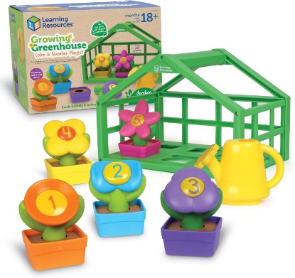 Picture of Learning Resources Growing Greenhouse Color & Number Playset | Toddler Montessori Toys, Kids Gardening Toy, Educational Play Set, Preschool Matching and Counting, Flower Sorting Kit