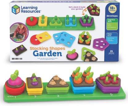 Picture of Learning Resources Stacking Shapes Garden, Fine Motor Skills, Stacking and Sorting Puzzle Board, Montessori Toddler Sensory Table Toys, Color Matching, Busy Board, Boy and Girl Gifts
