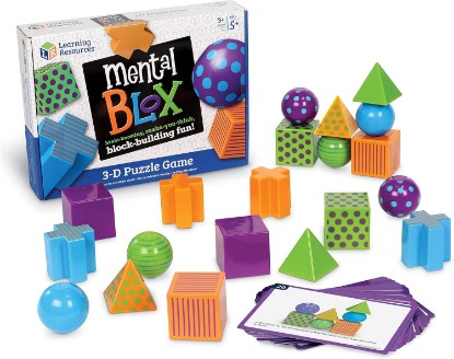 Picture of Learning Resources Mental Blox Critical Thinking Game, Homeschool, 20 Blocks, 40 Activity Cards, Ages 5+,Multicolor