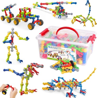 Picture of 170 Pcs STEM Building Toys for Kids Ages 4-8, Building Blocks Educational Construction Engineering Building Kit for Ages 3 4 5 6 7 8 9 Year Old Creative Kids Games, Christmas Birthday Gifts Boys Girls | Interactive engineering kit for hands-on learning. Gift for boys girls 3-9. Great for Christmas, Birthday & Creative Play
