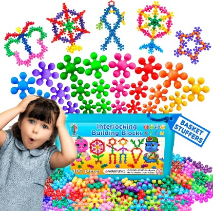 Picture of Curious 2 Learn Building Blocks 300ct - STEM Toys for Creativity - 4 Year Old Boy Birthday Gift - Interlocking Discs Set - 5 Year Old Boy Birthday Gift - Educational Toys