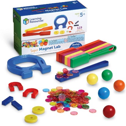 Picture of Learning Resources Super Magnet Lab Kit - 119 Pieces, Ages 5+, STEM ,Toys for Kindergartner, Science Learning Activities for Kids,Back to School Supplies,Teacher Supplies