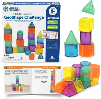 Picture of Learning Resources STEM Explorers GeoShape Challenge - 3D Geometry School Shapes, Montessor Math Manipulatives, Critical Thinking, STEM Homeschool, Classroom Must Haves, Teacher Supplies