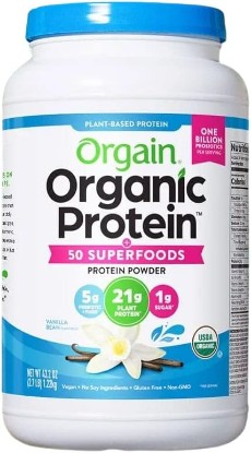 Picture of Orgain Organic Plant Based Protein Powder, Vegan, Non-GMO, Gluten Free, 1 Count, Packaging May Vary (Vanilla Bean, 2.74 Pound) USDA Organic