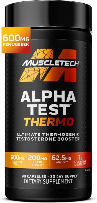 Picture of MuscleTech Thermogenic Testosterone Booster for Men, AlphaTest Thermo | T-Boost Mens Supplement with Tribulus Terrestris - Male Gym Workout Supplements for Muscle Growth & Energy - 90 Pills
