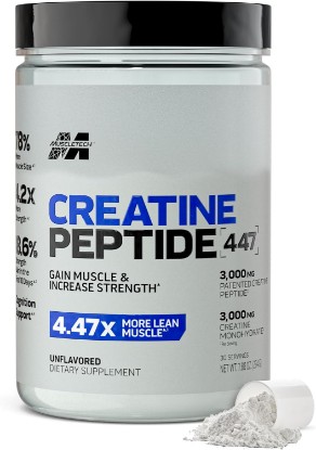 Picture of MuscleTech Creatine Peptide Powder - 3000mg of Creatine Monohydrate | Peptides 447 for Lean Muscle Gain & Increased Strength - L-Tyrosine & L-Theanine Helps Support Cognitive Function, Unflavored