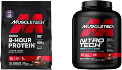 Picture of Muscletech Whey Protein Powder Phase8 Protein Powder | Whey & Casein Protein Powder Blend & Whey Protein Powder Nitro-Tech Whey Protein Isolate & Peptides | Milk Chocolate, 4 Pounds