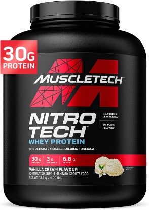 Picture of MuscleTech Whey Protein Powder Vanilla Cream 4 Pound & Nutricost Creatine Monohydrate Micronized Powder 500G