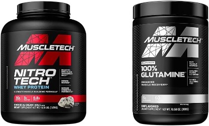 Picture of Muscletech Whey Protein Powder Nitro-Tech Whey Protein Isolate & Glutamine Powder 100% Pure L Glutamine Powder | Post Workout Recovery Drink | L-Glutamine Powder