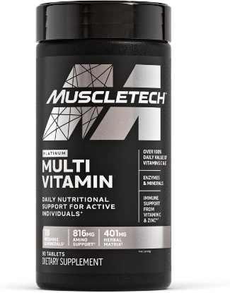 Picture of MuscleTech Platinum Multivitamins for Men & Women, Multi-Vitamin Supplement | 18 Vitamins & Minerals, Vitamin A C D E B6 B12 - Daily Workout Supplements for Immune Support - 90 Capsules