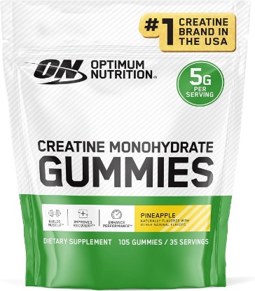 Picture of Optimum Nutrition Creatine Monohydrate Gummies, Pineapple Flavor, 105 Ct | Great-tasting Gummy with 5g Creatine Per Serving, Naturally Flavored, Supports Muscle Strength, Aids Workout Recovery