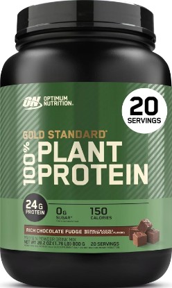 Picture of Optimum Nutrition Gold Standard 100% Plant Based Protein Powder, Gluten Free, Vegan Protein for Muscle Support and Recovery with Amino Acids - Rich Chocolate Fudge, 20 Servings (Packaging May Vary) | 1.5LB Vegan Plant Protein Powder Blend with Pea, Rice & Fava Bean, 24g Protein & 9 EAAs per Serving, Gluten Free, Easy Mixing