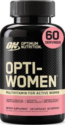Picture of Optimum Nutrition Opti-Women Daily Multivitamin Supplement, 120Ct | Multivitamin for Active Women, 22 Vitamins & Minerals, Calcium, Iron, Folate, Vegetarian Vcaps, Easy-to-Swallow Capsules