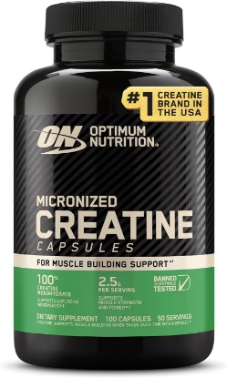 Picture of Optimum Nutrition Micronized Creatine Monohydrate Capsules, 100 Ct | Micronized Creatine Monohydrate Capsules, Easy to Swallow, Keto Friendly, Supports Muscle Building, Strength & Performance