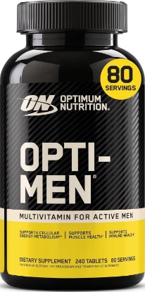 Picture of Optimum Nutrition Opti-Men Daily Multivitamin Supplement, 240 Ct | Multivitamin for Active Men, 25 Vitamins & Minerals, B Vitamins, Amino Acids, Immune Support, Easy-to-Swallow Tablets