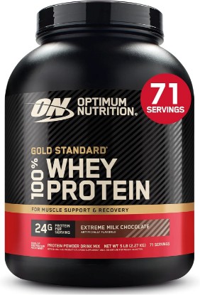 Picture of Optimum Nutrition Gold Standard Whey Protein, Extreme Milk Chocolate, 5 LB | 24g of 100% Whey Protein Powder Per Serving, with BCAAs, Gluten Free, Banned Substance Tested, Easy Mixing, Muscle Support