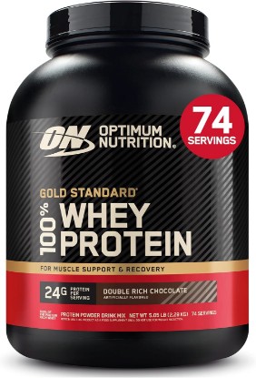 Picture of Optimum Nutrition Gold Standard Whey Protein, Double Rich Chocolate, 5 LB | 24g of 100% Whey Protein Powder Per Serving, with BCAAs, Gluten Free, Banned Substance Tested, Easy Mixing, Muscle Support
