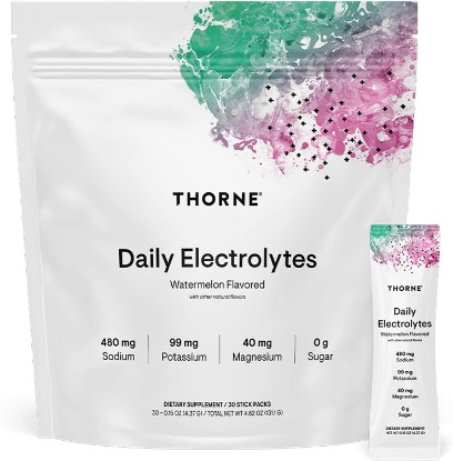 Picture of THORNE Daily Electrolytes, Electrolyte Powder Drink Mix, 30 Stick Packs | Zero Sugar & Low-Calorie Formula, Flavors Derived from Natural Sources, Watermelon, NSF Certified for Sport
