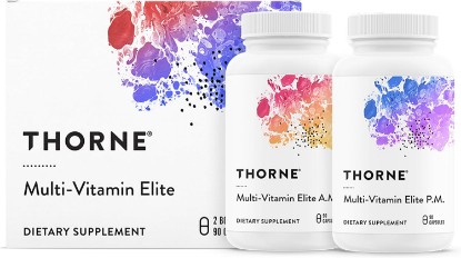 Picture of THORNE Multi-Vitamin Elite, Daily Nutritional Supplement, 180 Capsules | Two Formulas Support Cellular Energy Production, Sleep Quality, Athletic Output & Recovery*, NSF Contents Certified