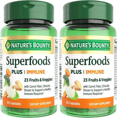 Picture of Nature's Bounty Superfoods Plus Immune for Immune Support Plus Fruits and Vegetables Supplement, Superfood, 30 Capsules (Pack of 2)