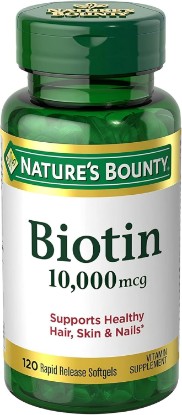 Picture of Nature's Bounty Biotin 10000 mcg, Supports Healthy Hair, Skin and Nails- Rapid Release Softgels- 120 Ct.,