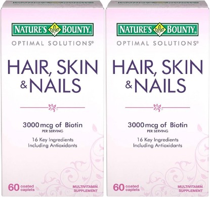 Picture of Nature's Bounty Optimal Solutions Hair, Skin & Nails Formula, 120 Coated Caplets (2 X 60 Count)
