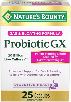 Picture of Nature's Bounty Probiotic GX, Helps with Occasional Gas and Bloating, Dietary Supplement, Digestive Health, 25 Capsules | Helps Occasional Gas and Bloating, Dietary Supplement, Digestive Health