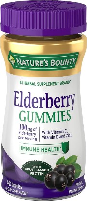 Picture of Nature's Bounty Elderberry Gummies, Immune Support, 40 Gummies | Contains Vitamin A, C, D, E and Zinc