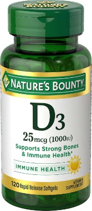 Picture of Nature's Bounty Vitamin D3 Vitamin Supplement, 120 Softgels | Supports Immune System and Bone Health, 1000IU