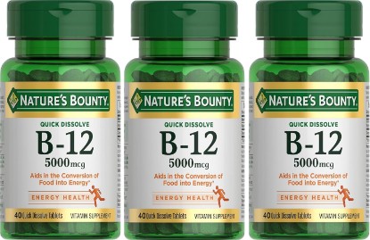 Picture of Nature's Bounty Vitamin B-12 5000 mcg, 40 Quick Dissolve Tablets (Pack of 3)